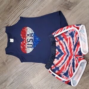 Urban Smalls/City Streats USA Red, White & Blue Matching Shorts & Tanktop Size 6
